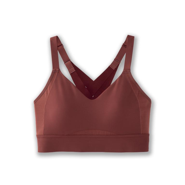 Brooks Drive Interlace Women's Running Bra - Burgundy/Terracotta (19485-RZSP)